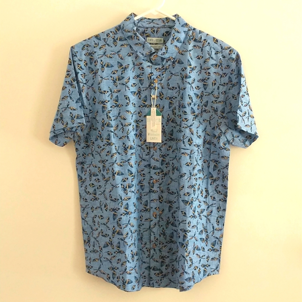 NWT Men's Linen Blend Button Up size Large